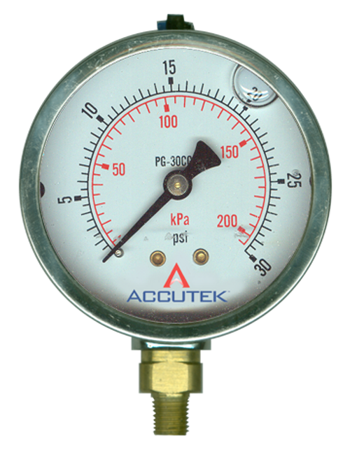 0-60 PSI  - 4" Liquid Filled - Stainless Case - Brass Stem Mount - Pressure Gauge  PG-60SG4