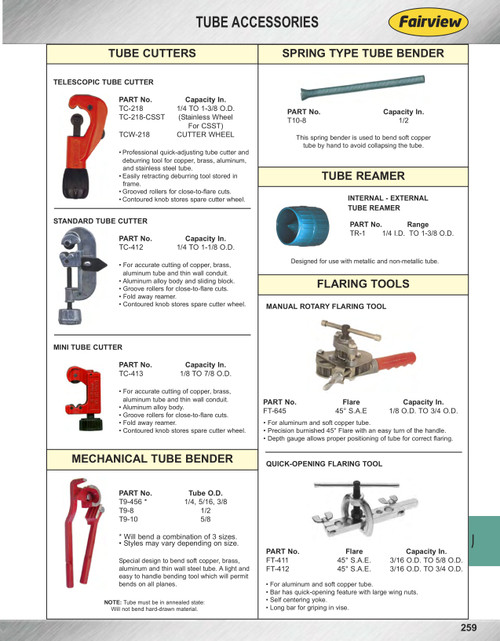 5/8" Tube O.D. Mechanical Tube Bender  T9-10