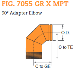Fig. 7055 90° Adapter Elbow 1-1/4"