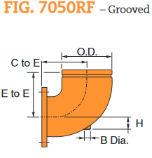 Fig. 7050RF Reducing Base Support Elbow 12 x 8"