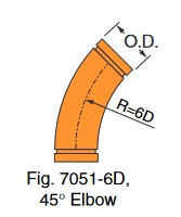 Fig. 7051-6D 45° Long Radius Elbow 10"