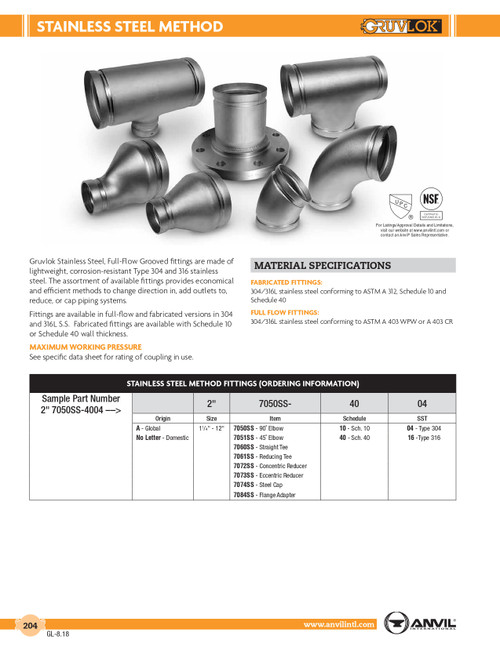 Fig. A7072SS Stainless Concentric Reducer 5 x 4"