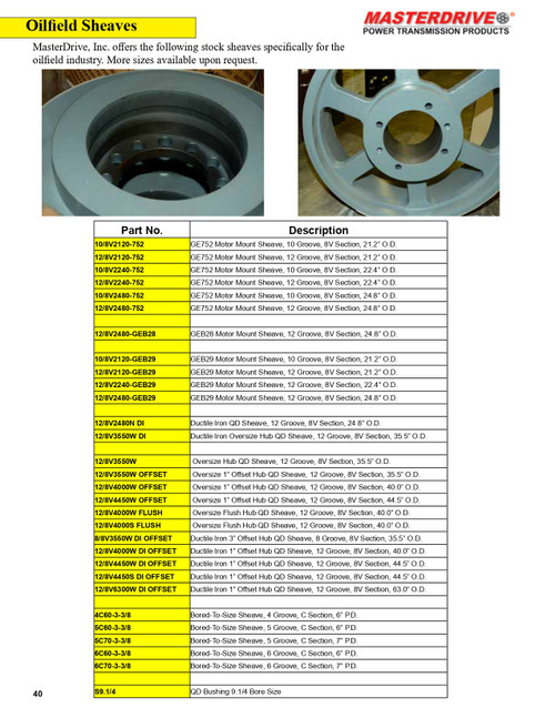 21.20" 8V Ten Groove GEB29 Motor Mount Sheave  10/8V2120-GEB29