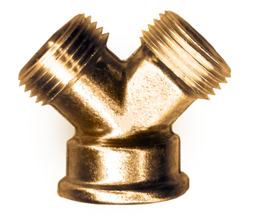 3/4"-11.5 Brass Female Water Hose - Male/Male Y-Coupling  202-W