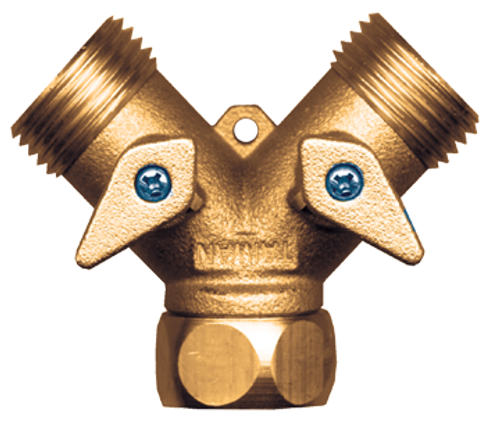 3/4"-11.5 Brass Female Water Hose Swivel - Male/Male Y-Coupling w/Shut-offs  202-WV