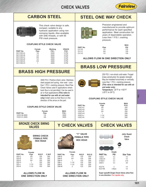 3/8" Cast Brass 250 PSI Female NPT Check Valve - 1 PSI Crack Pressure  103CV-C