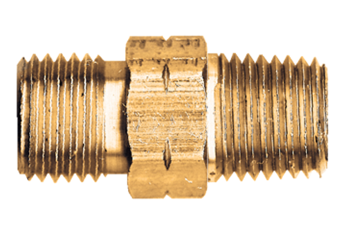 9/16"-18 LH x 1/2" Brass Male Type "B" Acetylene - Male NPT Coupler  135-LD