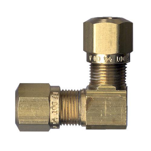 3/8" Brass DOT Poly Line Compression 90° Elbow  1465-6