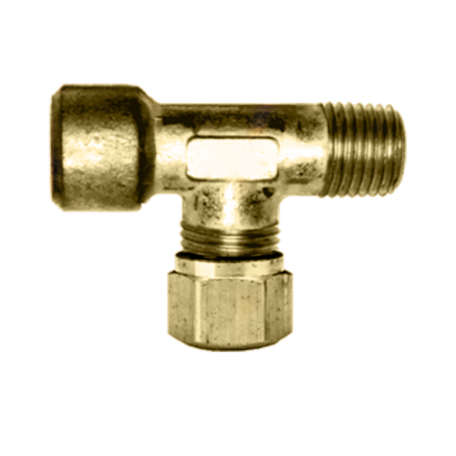 3/8 x 1/4 x 3/8" Brass Female NPT - Male NPT - DOT Poly Line Compression Tee   1476-6B
