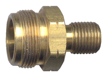 1"-20 x 9/16"-18 LH Brass Male Primus - Male Weld Thread Propane Adapter w/Check Valve  2093