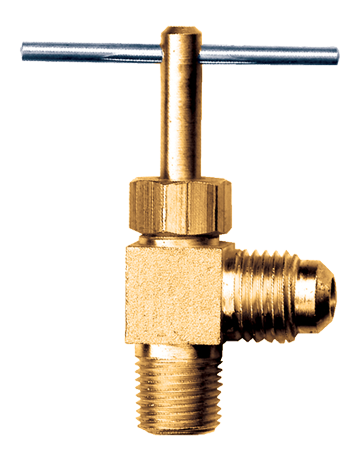 1/4  x  1/8" Brass Male SAE 45° Flare - Male NPT 90° Needle Valve  3049-4A