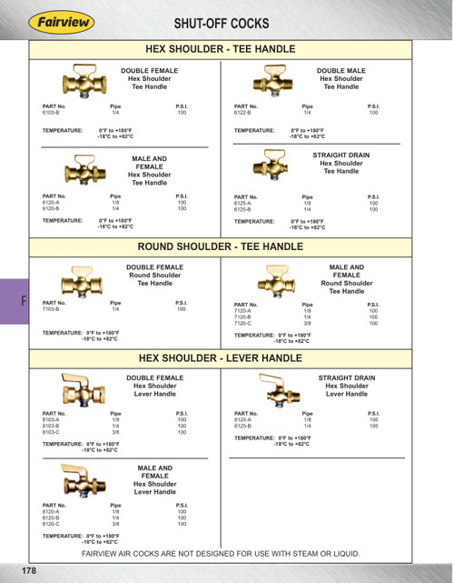 1/4" Brass Female NPT - Male NPT Shut-Off Cock  8120-B