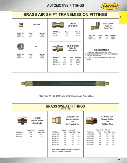 1/8" Brass Air Shift Compression Sleeve  860-2