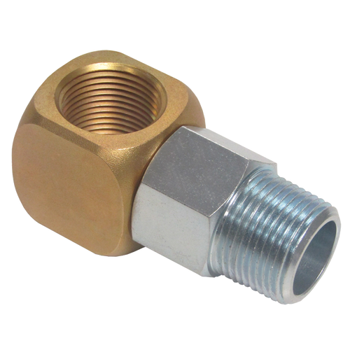 3/4" Brass/Steel Female NPT - Male NPT Swivel Natural Gas 90° Elbow  ACM-75-SL