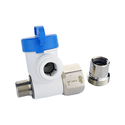 1/2 x 3/8 x 3/8" JG® White Polypropylene NPS Thread Cold Water Supply Angle Stop Valve  ASVPP6LF
