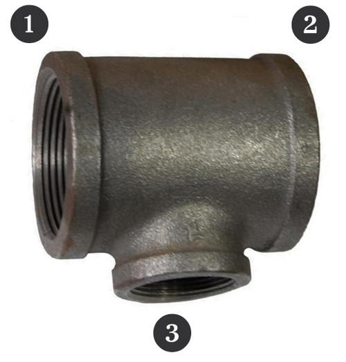 2 x 2 x 1-1/4 " Sch. 40 Black Iron Female NPT Reducing Tee  BI-101-MJ