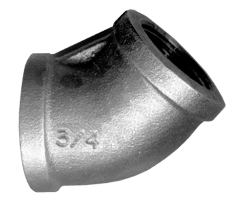 1/2" Sch. 40 Black Iron Female NPT 45° Elbow  BI-105-D