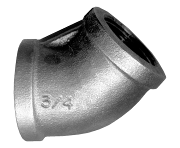1-1/2" Sch. 40 Black Iron Female NPT 45° Elbow  BI-105-K