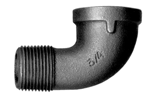 1/8" Sch. 40 Black Iron Male NPT - Female NPT 90° Street Elbow  BI-116-A