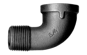 1-1/4" Sch. 40 Black Iron Male NPT - Female NPT 90° Street Elbow  BI-116-J