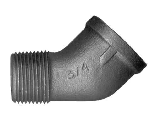 1" Sch. 40 Black Iron Male NPT - Female NPT 45° Street Elbow  BI-124-H