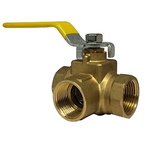1/2" Brass 400 PSI Female NPT 3-Way Ball Valve  BV2101-D