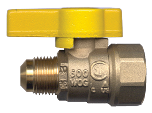 15/16" Forged Brass 5 PSI Male 45° SAE Flare - Female NPT Natural Gas Ball Valve  BV5046-15/16E