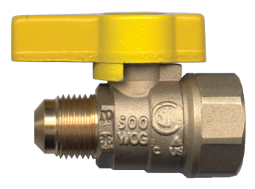 1/2 x 1/2" Forged Brass 5 PSI Male 45° SAE Flare - Female NPT Natural Gas Ball Valve  BV5046-8D