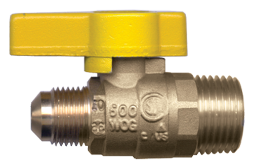 1/2 x 1/2" Forged Brass 5 PSI Male 45° SAE Flare - Male NPT Natural Gas Ball Valve  BV5048-8D