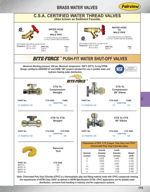 1/2 x 3/8" Lead Free Brass CTS - Compression Straight Shut Off Valve  LF-WSBF68-106