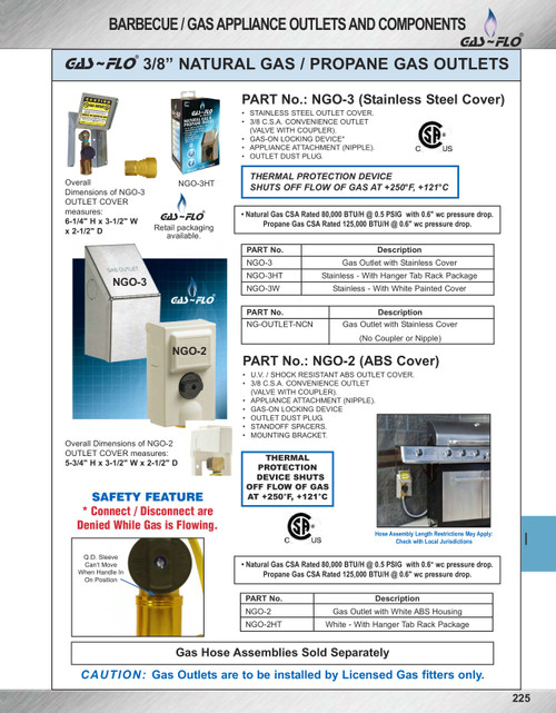 3/8" GAS-FLO® ABS Plastic Natural Gas/Propane Outlet Box w/Hangar Tab Rack  NGO-2-HT