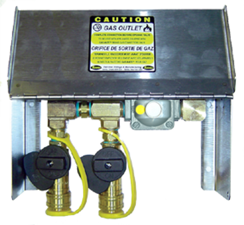 3/8" GAS-FLO® Stainless Steel Natural Gas/Propane Dual Outlet Box w/QDC  NG-OUTLET-2LB-DUAL-L