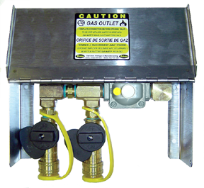 3/8" GAS-FLO® Stainless Steel Natural Gas/Propane Dual Outlet Box w/QDC  NG-OUTLET-2LB-DUAL-L