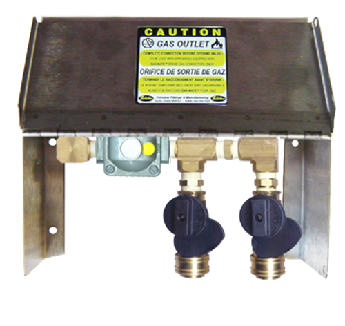 3/8" GAS-FLO® Stainless Steel Natural Gas/Propane Dual Outlet Box w/QDC  NG-OUTLET-2LB-DUAL-R