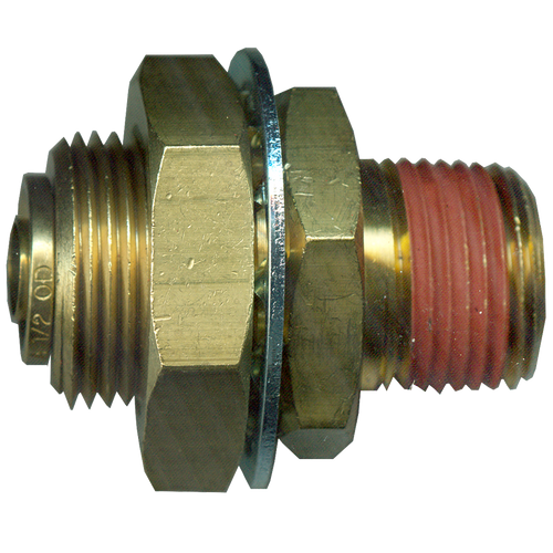 1/2 x 1/2" Brass DOT Push-To-Connect - Male NPT Bulkhead Union  PC1483-8D