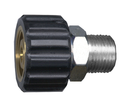 22mm-1.5 w/14mm x 3/8" Steel Pressure Wash Female Swivel - Male NPT Adapter  QD-KARCHER-6M