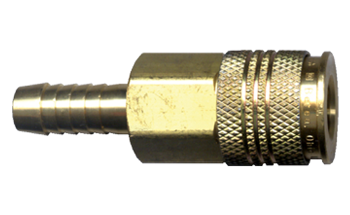1/4 x  3/8" Steel Universal Aro/Industrial/Tru-Flate Q/D Coupler - Hose Barb  QD-UNIAC4-6H