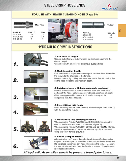 1" Piranha® Sewer Cleaning Hose Crimp - Male NPT  SCH25-16H