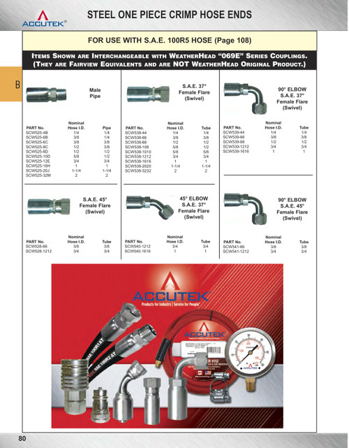 3/4 x 3/4" Weatherhead® 100R5 Series Hose Crimp - Female 45° SAE Swivel   SCW528-1212