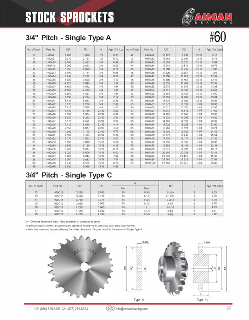 Hubless Hardened Tooth Plate Sprocket w/Minimum Plain Bore  H60A12