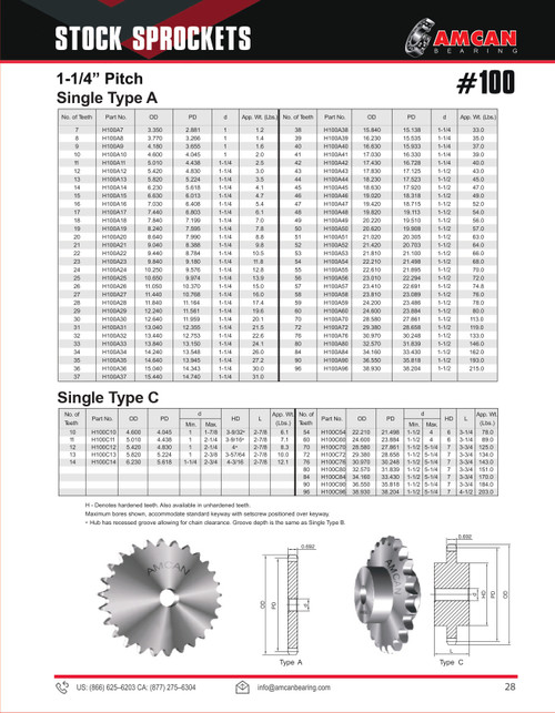 Hubless Hardened Tooth Plate Sprocket w/Minimum Plain Bore  H100A9