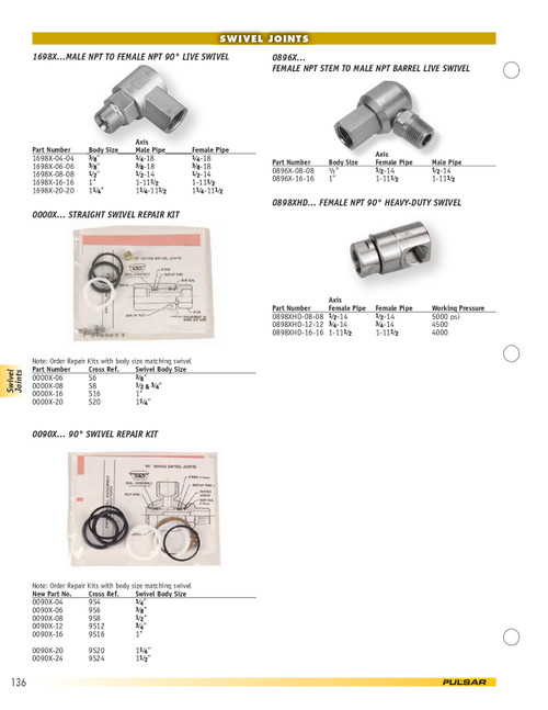 3/8" 90° Swivel Body Repair Kit  0090X-06