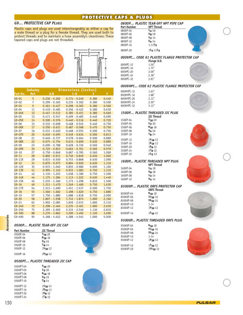 1/2" Plastic Female 37° JIC Cap  0500PT-08