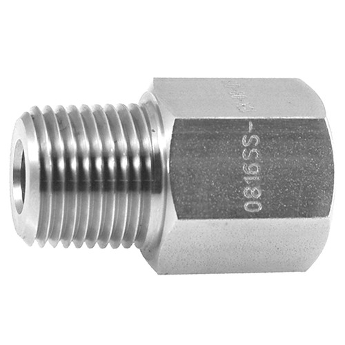 3/8 x 1/4" Stainless Steel Male NPT - Female NPT Water Blast Bushing  0816SS-15K-06-04