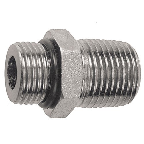 7/16"-20 x 3/8" Steel Male ORB - Male NPT Connector  1116-04-06