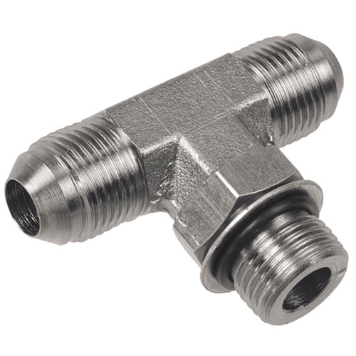 7/16"-20 x 3/8 x 3/8" Steel Male ORB - Male 37° JIC - Male 37° JIC Tee  15T51-04-06