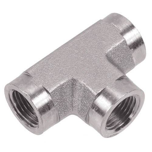 3/8 x 3/8 x 3/8" Steel Female BSPP - Female BSPP - Female BSPP Tee   28T28-06-06 3/8 x 3/8 x 3/8" Steel Female BSPP - Female BSPP - Female BSPP Tee   28T28-06-06