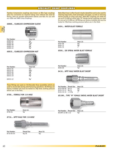 1/2" Steel Metal Line Compression Sleeve  6000S-08