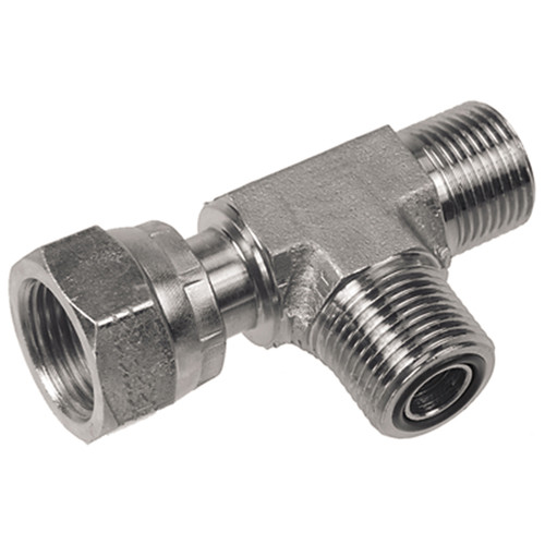 9/16"-18 x 9/16"-18 x 9/16"-18 Steel Female ORFS - Male ORFS - Male ORFS Tee  83T99-04-04