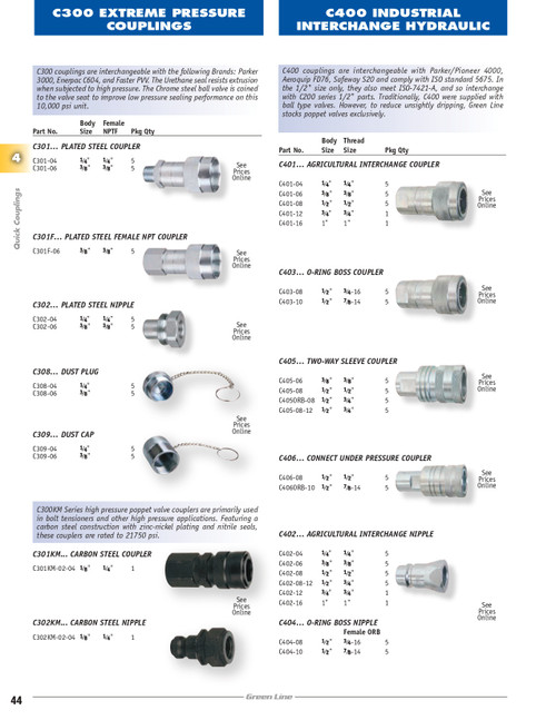 1/4" C300 Series Extreme Pressure Coupler - Male NPT  C301-04